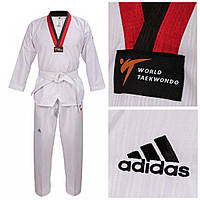 Добок для тхеквондо ADI-START кимоно для таеквондо Adidas с красно-черным воротом с лицензией WT