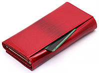 Гаманець червоний багатофункціональний лаковий з натуральної шкіри ST Leather S1001A, фото 4