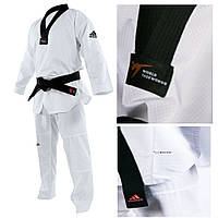 Добок для тхеквондо Adidas ADI-CONTEST кімоно для таеквондо Адідас із чорним коміром із ліцензією WT