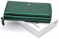 Гаманець зелений лаковий з натуральної шкіри із блоком для карток ST Leather S7001A, фото 2
