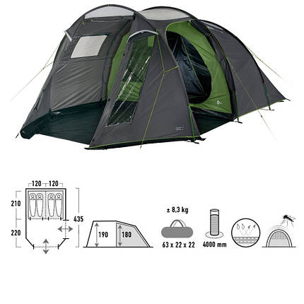 Намет чотиримісний High Peak Ancona 4.0 Light Grey/Dark Grey/Green (10244), фото 1