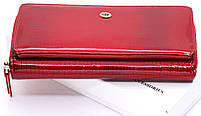 Гаманець червоний лаковий з натуральної шкіри із блоком для карток ST Leather S7001A, фото 2