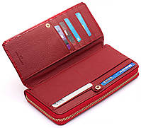 Гаманець червоний лаковий з натуральної шкіри із блоком для карток ST Leather S7001A, фото 5