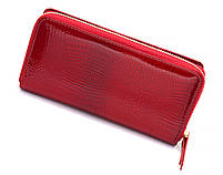 Гаманець червоний лаковий з натуральної шкіри із блоком для карток ST Leather S7001A, фото 7