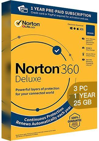 NORTON 360 DELUXE 25GB 1 USER 3 DEVICE 12M (NortonLifeLock)