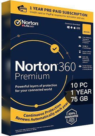 NORTON 360 PREMIUM 75GB 1 USER 10 DEVICE 12M (NortonLifeLock)