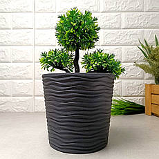 Квітковий вазон з хвилястою поверхнею і вставкою d20*18 см 3,5 л, Граніт Фьюжн Алеана, фото 3
