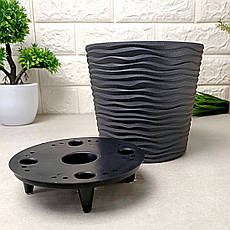 Квітковий вазон з хвилястою поверхнею і вставкою d20*18 см 3,5 л, Граніт Фьюжн Алеана, фото 4