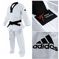 Добок для тхеквондо Adidas Adi-Champion 2 кімоно для таеквондо Адідас із чорним коміром із ліцензією WT