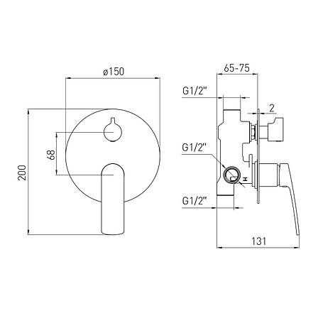 CANTE змішувач прихованого монтажу, 2-F, pistola gris Арт. 1512.031405, фото 2
