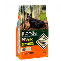 Сухой беззерновой корм для собак малых пород Monge (Монж) dog BWild Grain free Mini утка 15 кг