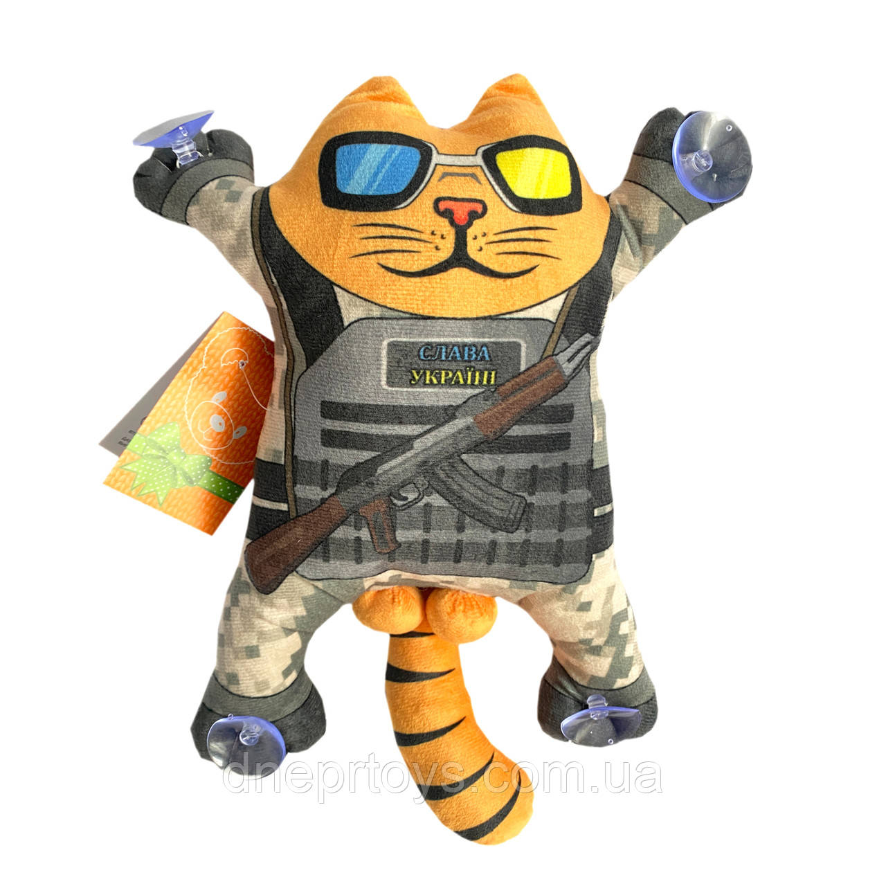 М`яка іграшка Котик "Слава Україні! Героям Слава " на присосках в машину 28*24*7 см (00284-149), фото 1