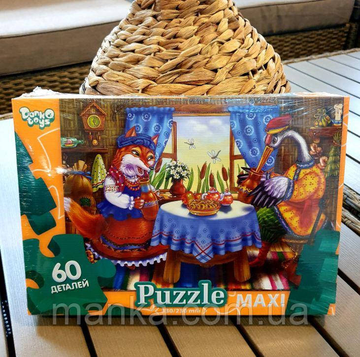 Пазлі 60 дітей. Лисичка і журавель (330*230 мм) Mx60-09-05, фото 1