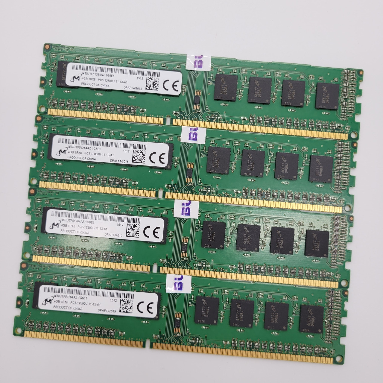 Комплект оперативної пам'яті Micron DDR3 16Gb (4x4Gb) 1600MHz PC3-12800U 1Rx8 CL11 (MT8JTF51264AZ-1G6E1) Б/В