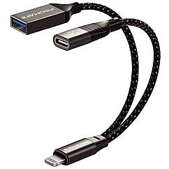 Адаптер Promate OTGLink-i Lightning to USB-C/USB-A Black