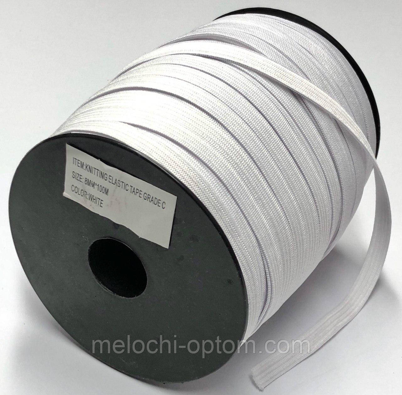 Гумка для одягу клас "В" (0.8 mm/100m) біла, тасьма еластична поліестер