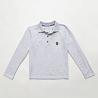 Рубашка поло с длинным рукавом для мальчика, светло-серая, размеры 122 - 146