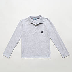 Сорочка поло з довгим рукавом для хлопчика, сіре, розміри 152 — 164