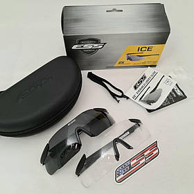 Тактичні окуляри ESS ICE 2X U.S. Black W/Smoke Gray & W/Clear (дужки 2 пари + лінзи 2 шт), 740-0003
