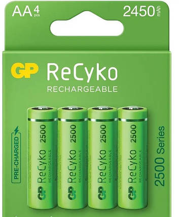 Аккумулятор GP Recyko 2500, GP250AAHC-2EB4, 2450mAh, 7.2A, LSD80-1, AA, Ni-MH, фото 1