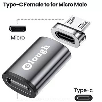 Перехідник USB Type-C магнітний з конектором: Micro USB. Elough