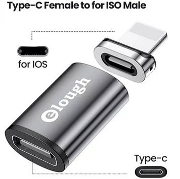 Перехідник USB Type-C магнітний з конектором: Lightning iPhone.Elough.