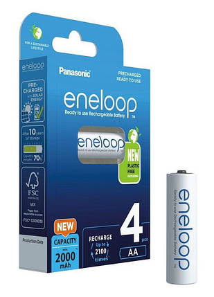 Аккумулятор Panasonic Eneloop BK-3MCDE/4BE new, 2000mAh, AA/(HR6), LSD Ni-MH, eco, фото 1