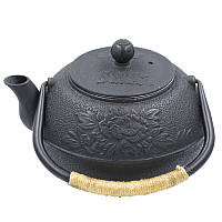 Черный заварочный чайник 1,1л из чугуна тэцубин