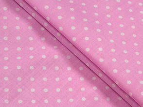 Тканина для постільної білизни Бязь "Gold" Lux GL4661pink (50м) рожева в дрібний білий горошок, фото 3