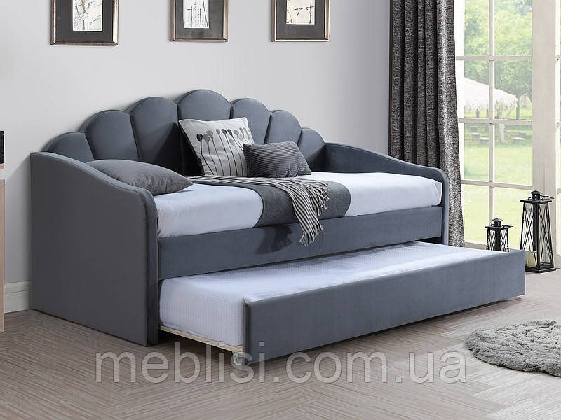 Сіре ліжко 90 BELLA VELVET bl14 (90X200) з додатковим спальним місцем (Signal)