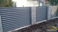Жалюзі паркан із металу з полімерним матовим покриттям, паркан жалюзі сірого кольору RAL-7024 (графіт)