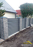 Жалюзі паркан із металу з полімерним матовим покриттям, паркан жалюзі сірого кольору RAL-7024 (графіт), фото 3