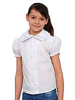 Блуза дитяча для дівчаток шкільна П- 946 розмір  140  біла, нарядна тм "Попелюшка"