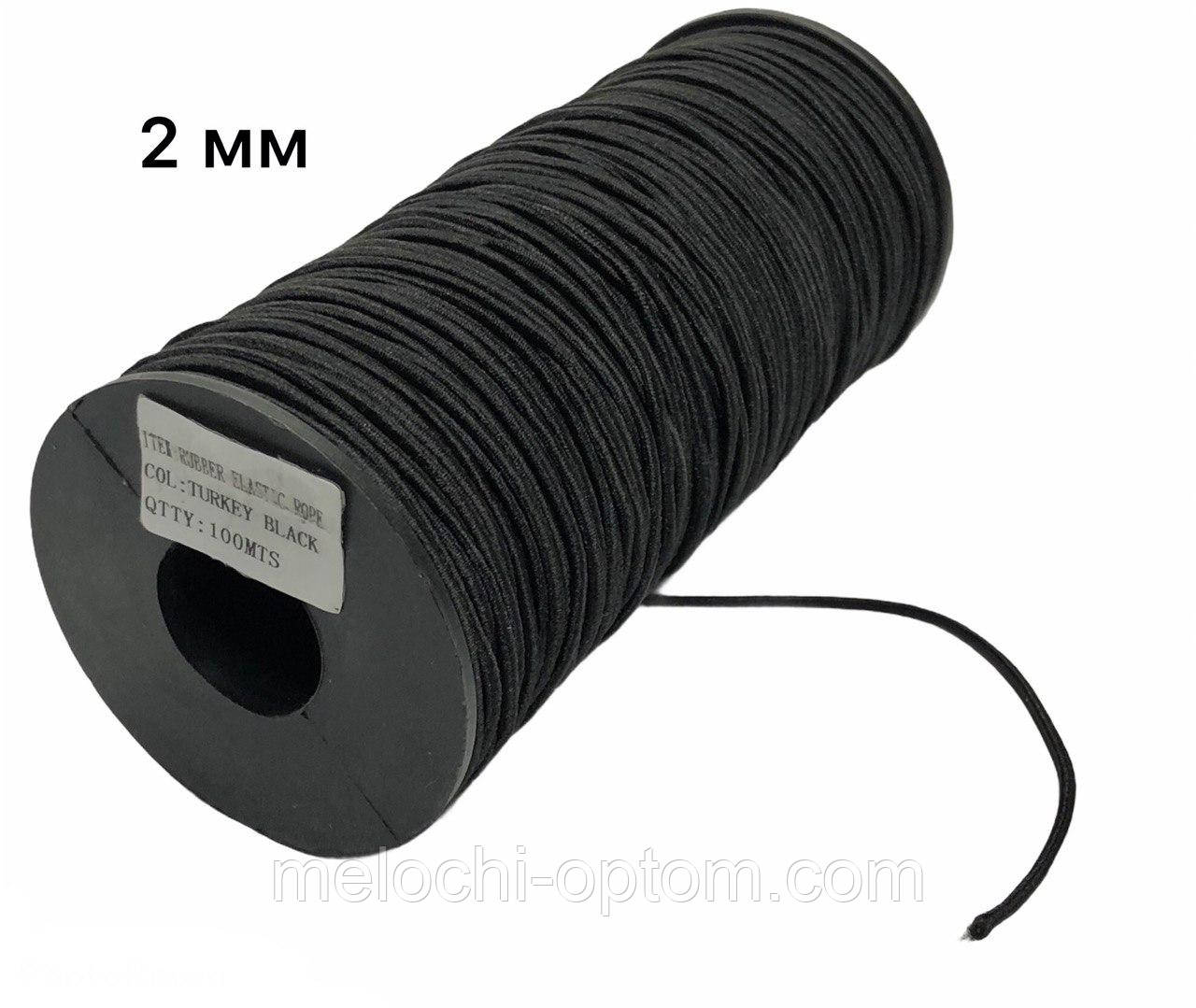 Гумка кругла ШЛЯПНА ⌀2mm у рулоні 100m чорна