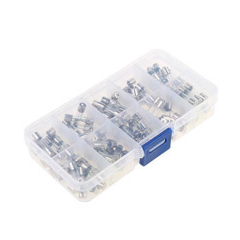 Запобіжники скляні 100шт М5x20мм, 0.5-30А набір