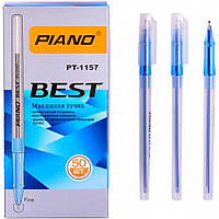 Ручка масляная "Piano" синяя, прозрачный корпус, 50шт, 1157_pt