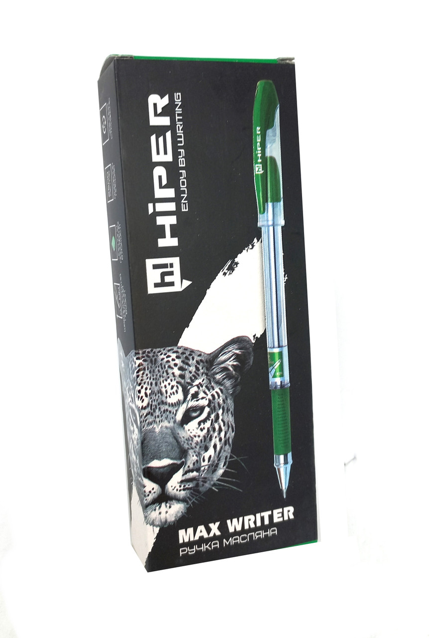 Ручка масляна Hiper Max Writer 2500м 0,7мм (зелена) 10шт/упак., Hiper, HO-335зел