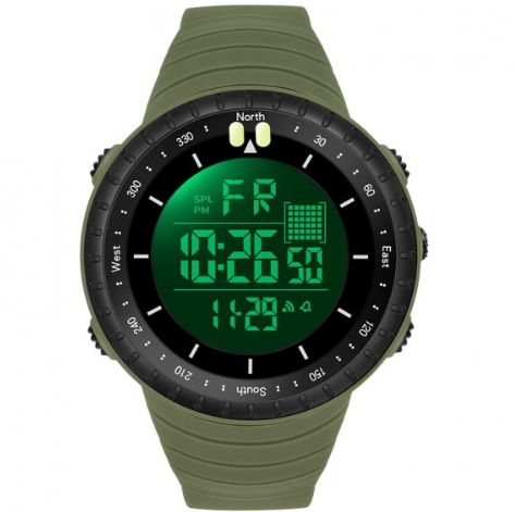 Армійський електронний водонепроникний годинник Sanda з каучуковим ремінцем із секундоміром, фото 1