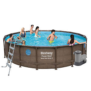 Bestway Swim Vista 56709 каркасний басейн 549×122 см круглий, 23062 л, з фільтром, тентом, драбиною