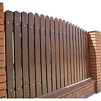 Деревянный забор "Штакетник вертикальный" 3000*1700 мм с заокругленным верхом с фазкой