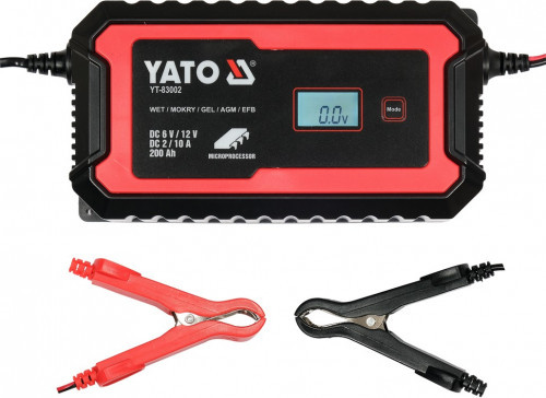 Зарядний мережевий прилад з LCD дисплеєм 230В Yato до акумуляторів 6V-2А 12V-10А, МАКС. 240 Aгод YT-83002