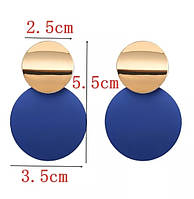 Жіночі сережки, вечірні монетки в синьому кольорі