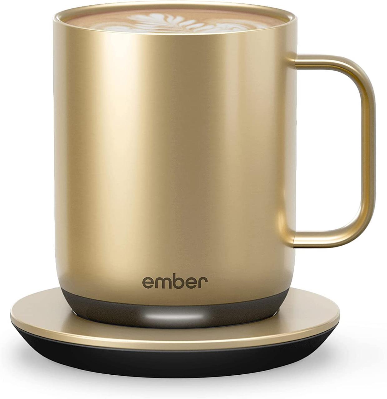 Ember розумна кружка Temperature Control Smart Mug 2, 414 мл, з контролем температури, Чорна, з підігрівом, смарт чашка Золотистий