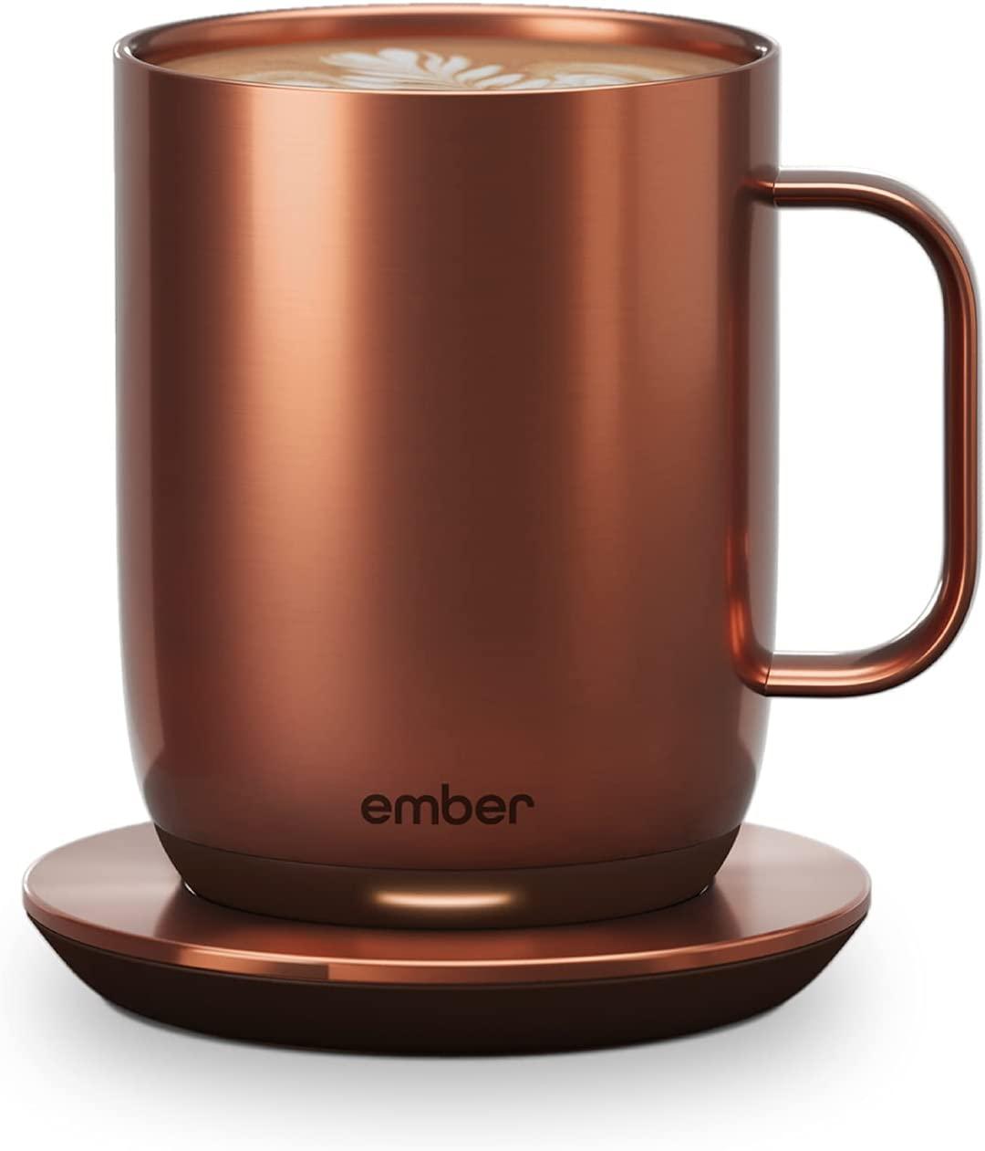 Чашка з підігрівом Ember Smart Mug 2, 295 мл, розумний смарт кружка з контролем температури, Чорний, з індикатором Мідний