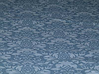 Ткань льняная голубая с цветочным принтом
