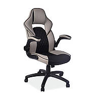 Кресло геймерське Q-372 механізм Tilt хрестовина пластик Чорний, екожа Бежева, тканина Чорна (Signal ТМ)