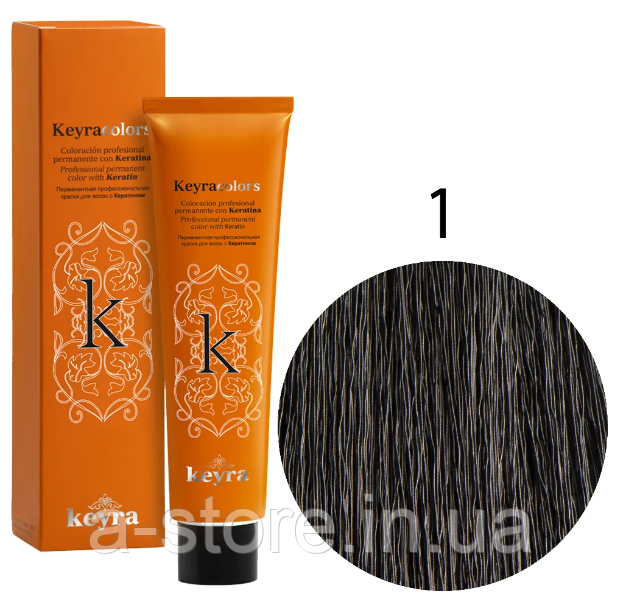 KEYRA Професійна фарба для волосся Keyracolors 1 чорний, 100 мл