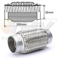 55x200 Гофра глушителя интерлок усиленная 3-х слойная нержавеющая сталь