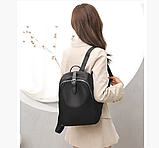 Рюкзак жіночий чорний із нейлонової тканини 321G, фото 2