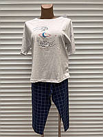 Пижамы женские с бриджами, комплект футболка с бриджами, пижама для сна, цвет серый, размер M, L, XL, Vienetta